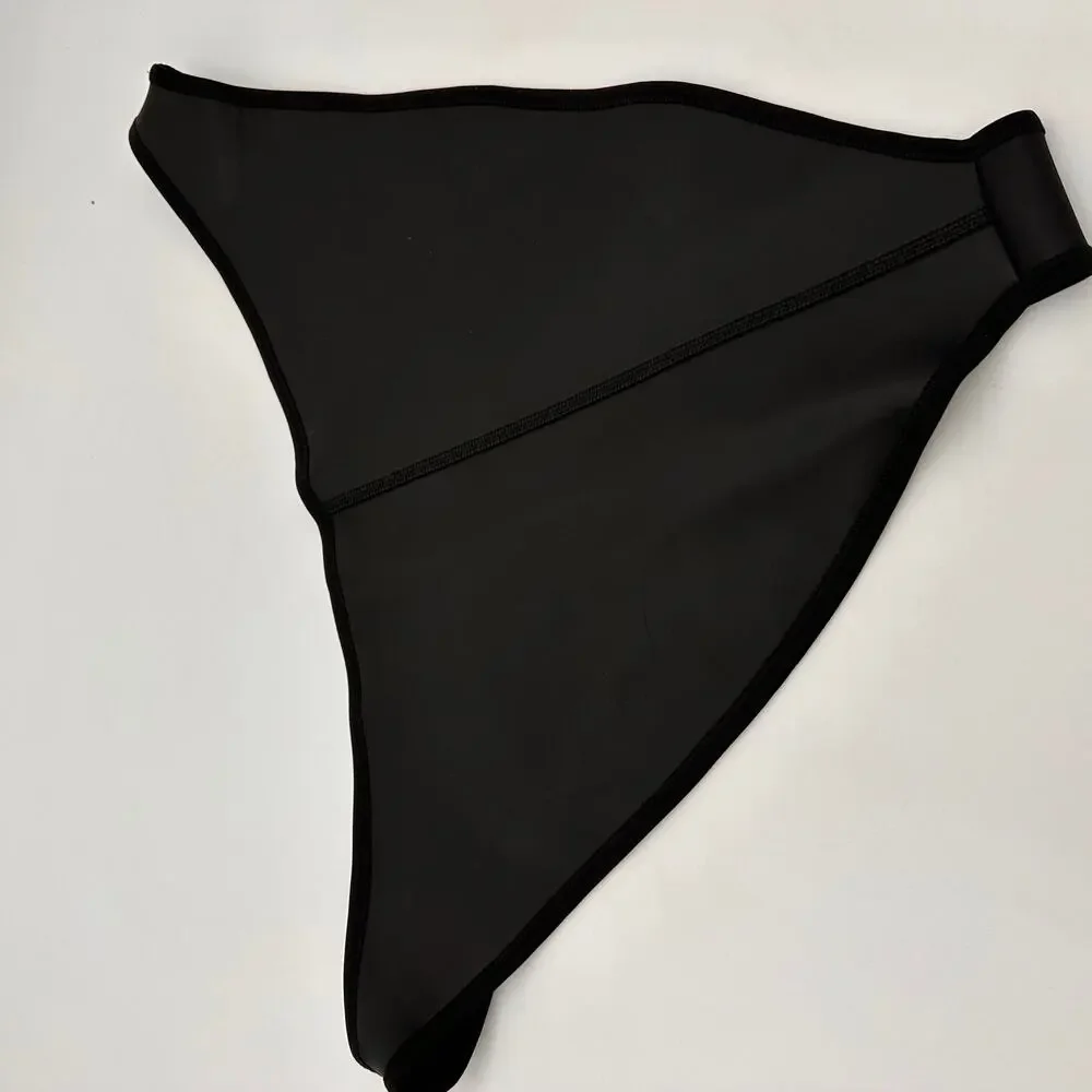 Skims Black Rubberized Scuba Swim Tanga Bikini Bottom Size 3X NWT